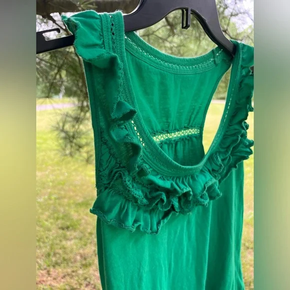 Tank top- xs women/juniors baggy/loose fit, cute ruffle & detail at neck & edge - Picture 7 of 11